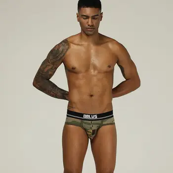 

Fashion New Men's Low Waist Breathable Briefs Camouflage Mesh Sexy Briefs