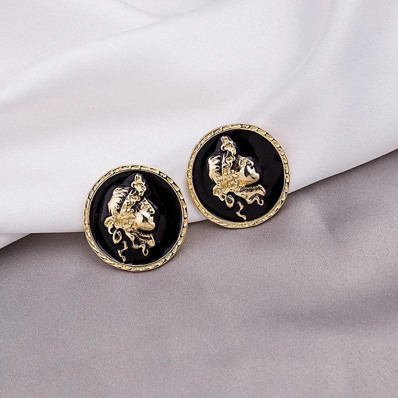 Винтажные абстрактные женские и мужские круглые корейские сережки шпильки с