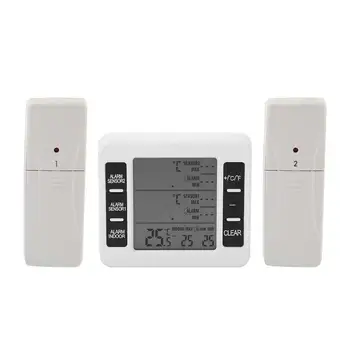 

Wireless Digital Audible Alarm Refrigerator Thermometer with 2pcs Sensor Household Indoor Outdoor Thermometer Household