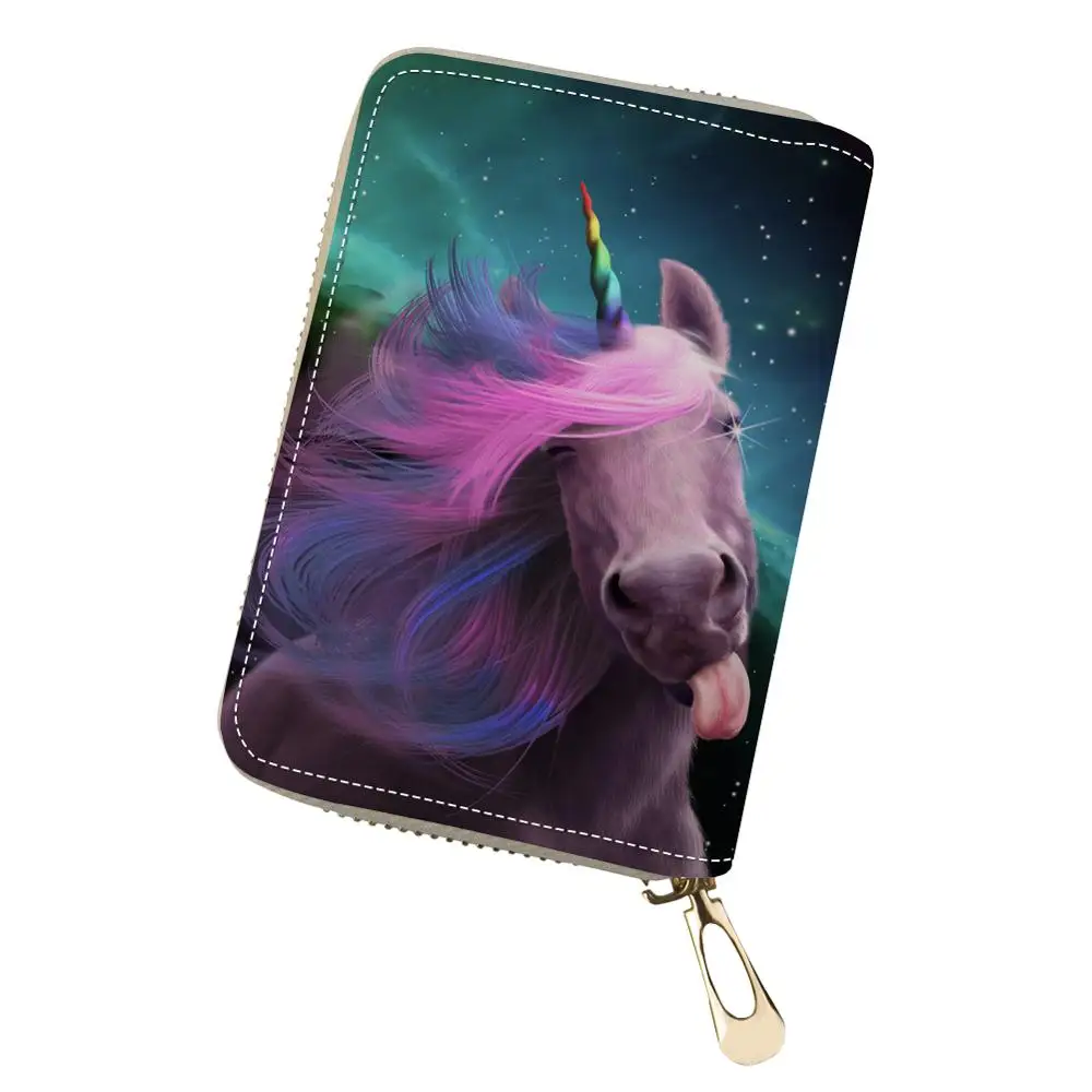 

HaoYun PU Business Card Holder Fantasy Unicorn Horse Pattern Girls Money Purse Bag Cute Animal Girls Mini Cluth Card Wallets