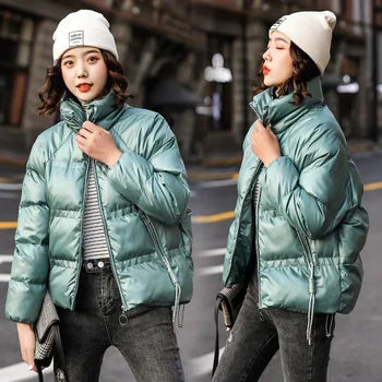 

2020 New Women Outerwear Kpop Korean-Style Fashion Down Cotton clothing Sweet Short Winter Jacket Girl bread Cotton zipper OK173