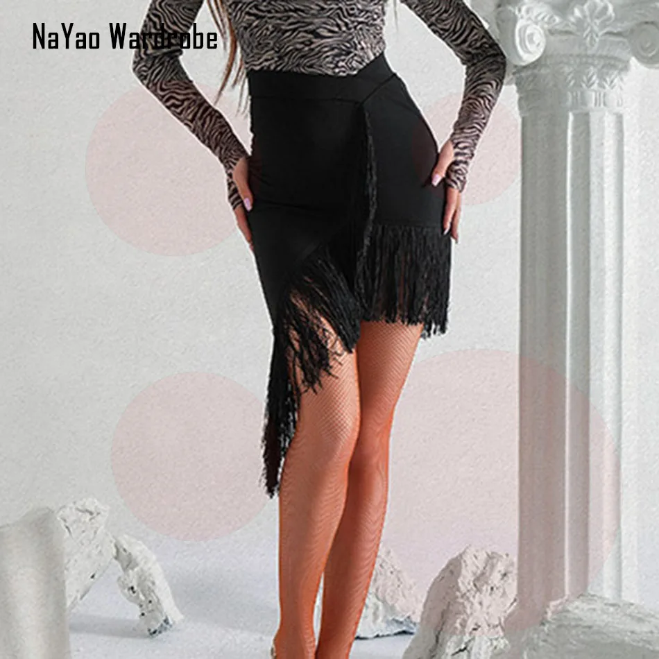 Fringe Tassel irregular Latin Dance Dress Women Latin Dance Skirt Ballroom Tango Chacha Belly Dancing Performamnce L2126 dance dress dance skirt