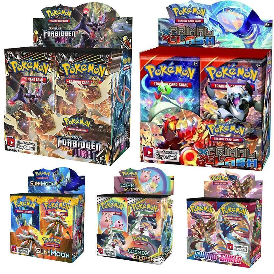 Cartas de Pokemon TCG 324, juego de cartas de Pokemon en caja de 36 bolsas de juguetes Pokemon