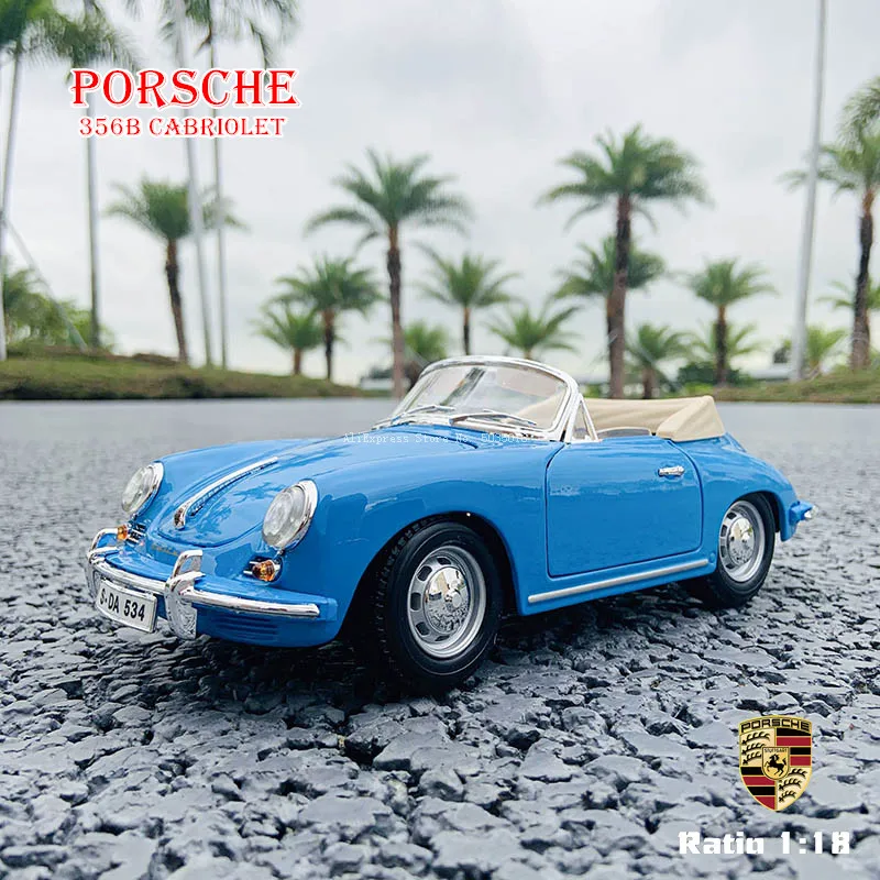 ブラーゴ-ポルシェ356b 1/18,クラシックモデル,車の装飾,ギフト,1961