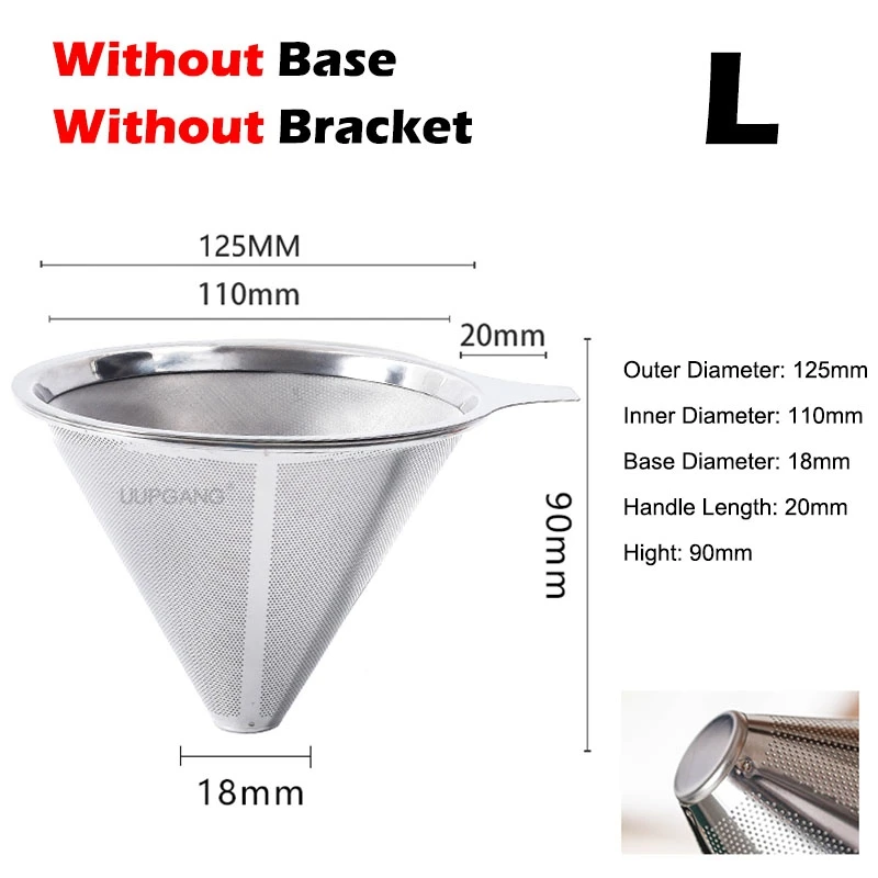 Многоразовый фильтр для кофе, держатель из нержавеющей стали, двойной слой, металлическая сетка, воронка, капельница для чая, кофейная корзина, инструменты - Цвет: A3