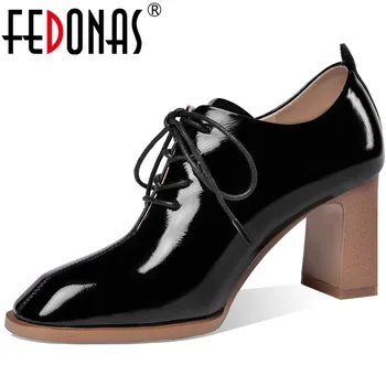 

FEDONAS Concise Cross Tied Pumps Women Spring Autumn Four Season Genuine Leather Party Office Shoes Woman Classic High Heeled
