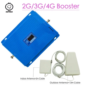 

2G 3G 4G repeater gsm dcs cell phone signal booster 900 1800 2100 Tri Band UMTS LTE Cellular Signal Amplifier 70dB + antenna set