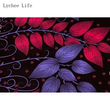 Lychee Life Анкара Африканский настоящий воск принт ткань фиолетовый цвет лист напечатанный полиэстер ткань для платья Diy Швейные материалы