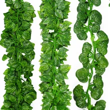 Bande de lierre verte simulée de 2m, fausse plante, fausse vigne, guirlande artificielle, plante, feuillage, décoration de maison 