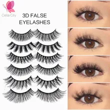 Целлюлозность 5 пар Накладные ресницы Густые ресницы 3d норковые ресницы натуральные накладные ресницы, наращивание ресниц искусственные фареты maquiagem