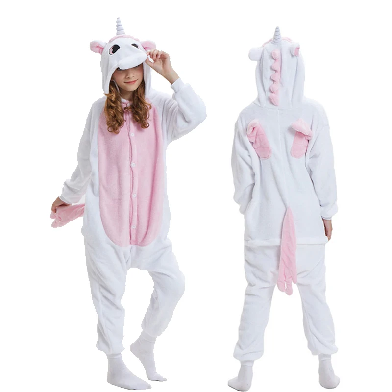 Kigurumi/Пижама с единорогом; комбинезон с животными для детей; одежда для сна для мальчиков и девочек; детская пижама с рисунком единорога; зимний комбинезон - Цвет: Pink Unicorn
