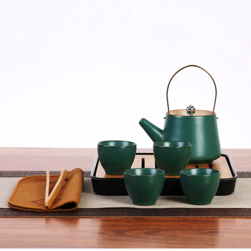 Дорожный Портативный японский маленький чайный набор домашний простой мини портативный открытый кунг-фу Ретро один горшок четыре чашки чайные наборы