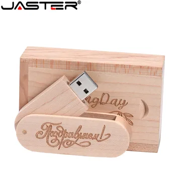 

JASTER Free custom logo wooden portable Wood USB Flash Drive pen drive 4GB 8GB 16G 32GB 64GB Memory stick U stick wedding gifts