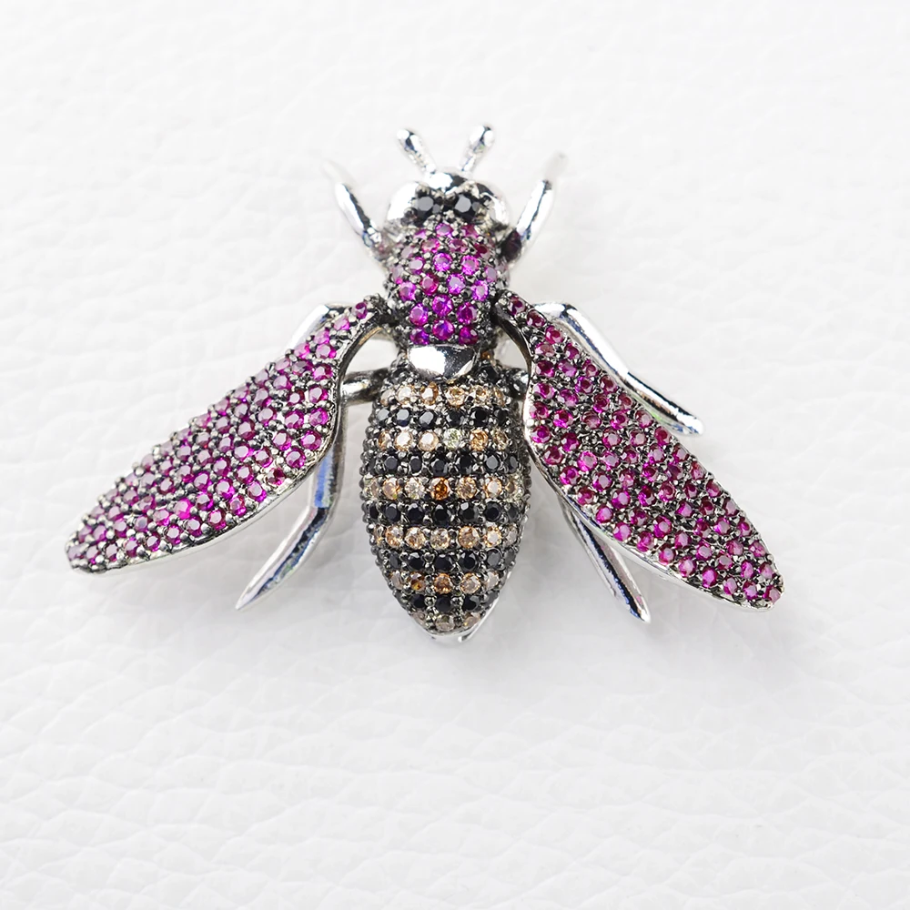 2pcs Bee Insect Golden plated Paved CZ Necklace Pendant Clasp Cubic Zirconia Jewelry Connector DIY Fine Jewellery Making | Украшения и