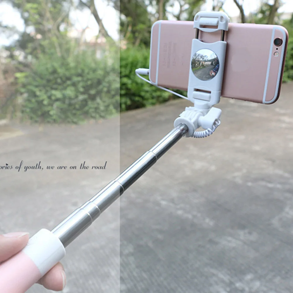 

Wired Selfie Stick Monopod With Mirror Foldable Portable For iPhone Android Mobile Phone LFX-ING