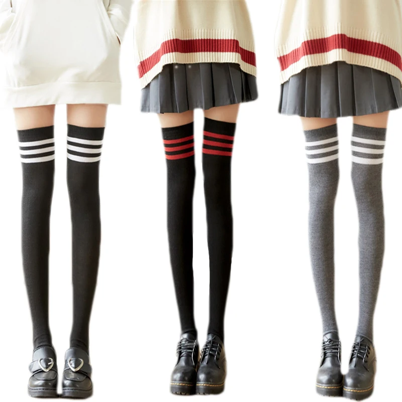 

Harajuku Striped Knee-highs Stockings Female Long Over Knee Thigh High Stockings Fashionable Striped Woman Boots Stockings Sexy