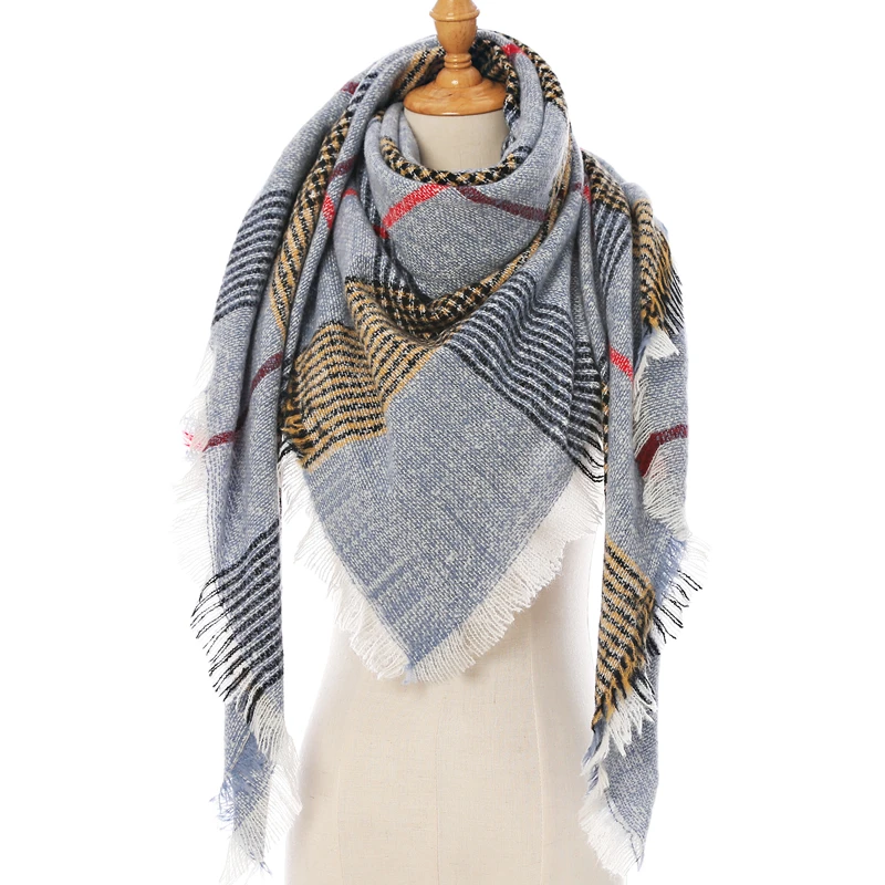2021 new Cashmere Scarf For Women Plaid Knitted Triangle Pashmina Winter Warm Shawl Wraps Bufanda Female Soft Neck Echarpe