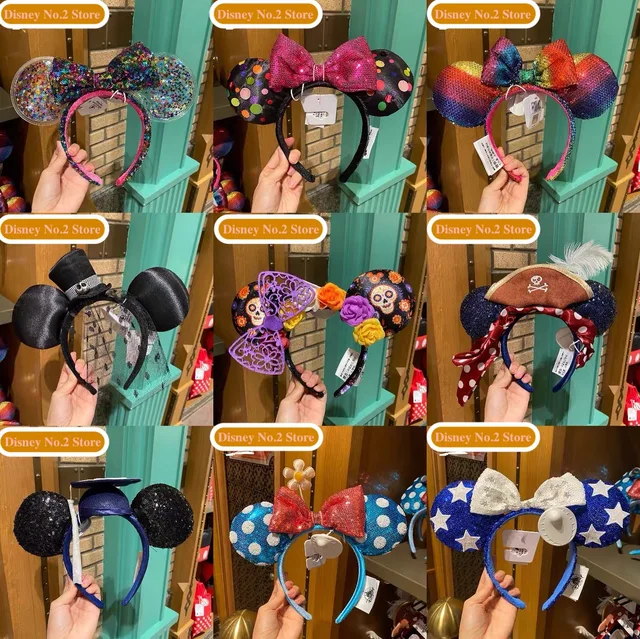 2021 New Disney Headband Christmas For Women Shanghai Disneyland Minnie Ears Bow Donut wreath Christmas Gift For Girls New Year 1