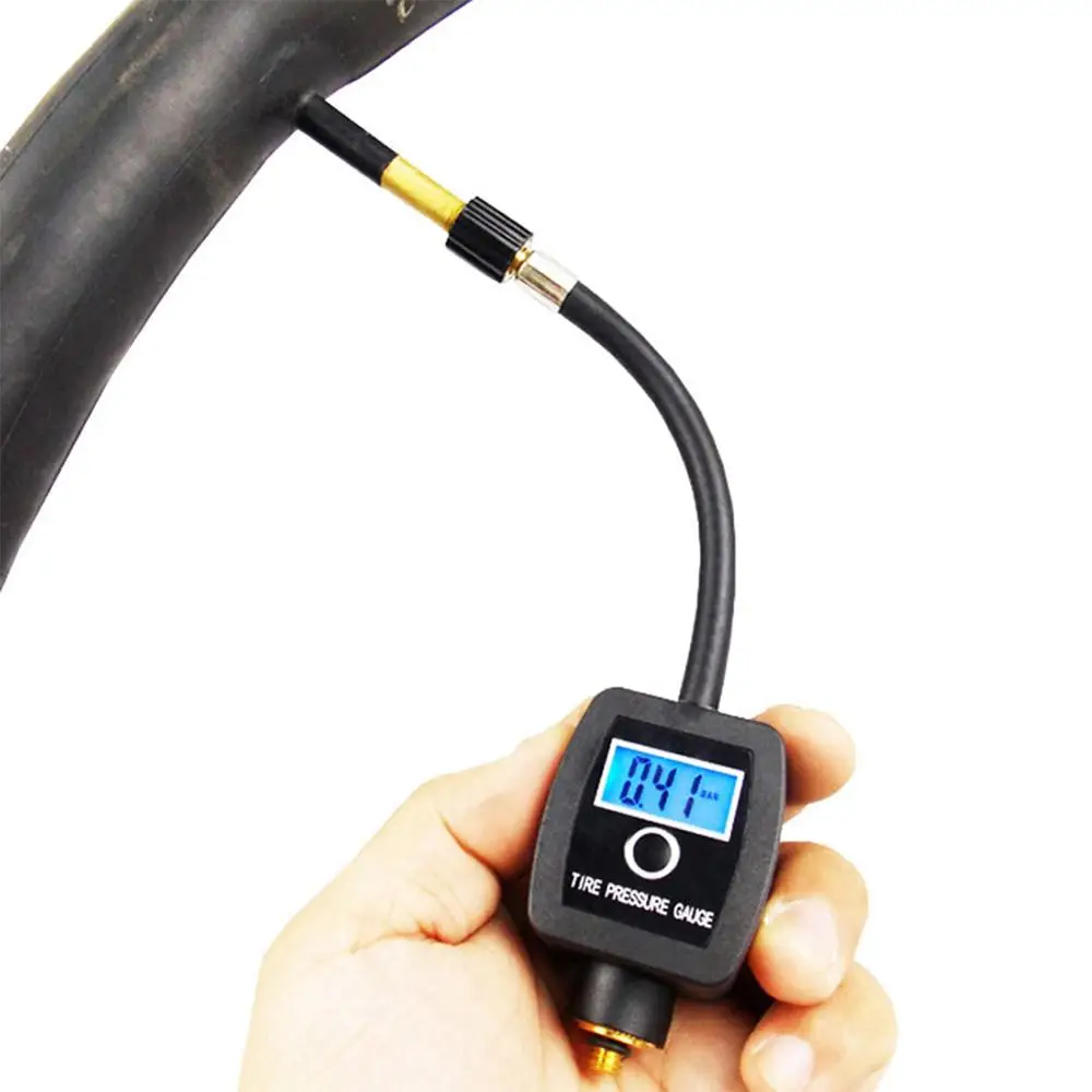

High-precision digital display of tire number for portable bicycle tire pressure gauge