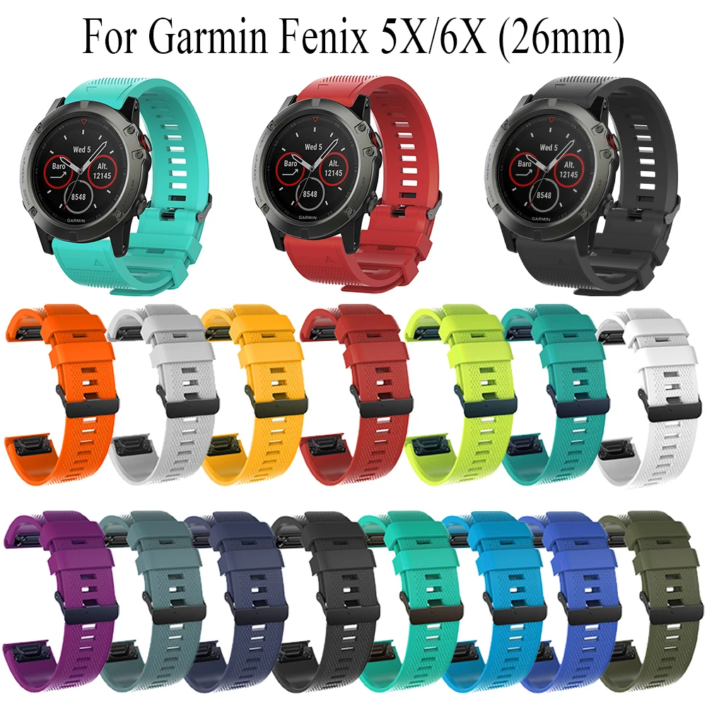 

26mm Straps For Garmin Fenix 5X Wristband for Garmin Fenix 6X Watch Quick Replacement Silicone Easy fit Wristband Bracelet Strap