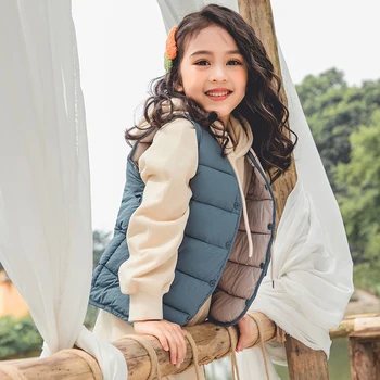 

autumn winter 2019 vest neck wear warm fashion cotton outside sleeveless turtleneck hot fashion new girls children clothes boys