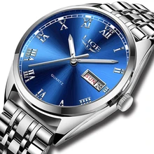 

Quartz Watch for Men Stainless Steel Luxury Analogue Wrist Watches Week Display Date Men's Wristwatch Waterproof Male Clock XFCS