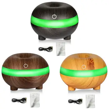 

7 Color Lights 300ml USB Mini Essential Oil Aroma Diffuser ,Wood Grain Cool Mist Humidifier for Office Home Study Yoga Spa