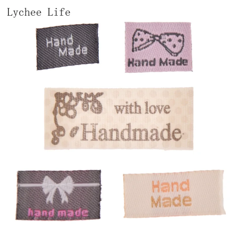 Lychee Life 100 шт. тканевые этикетки ручной работы с принтом ярлыки для одежды любовью