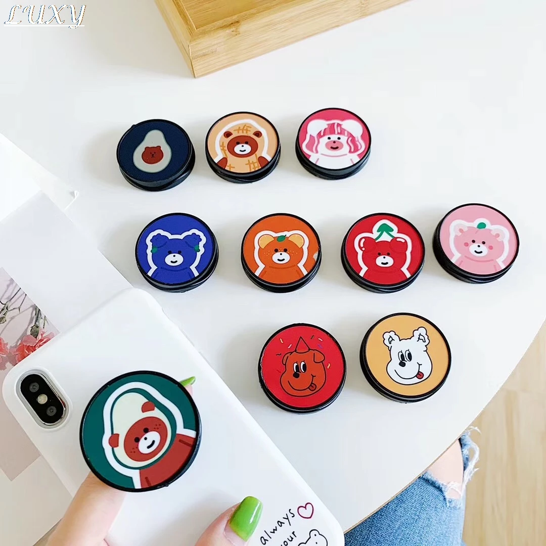 

Cute Cartoon Phone holder case for samsung Rainbow Care bear pet Folding bracket cover for iphone for huawei stand support
