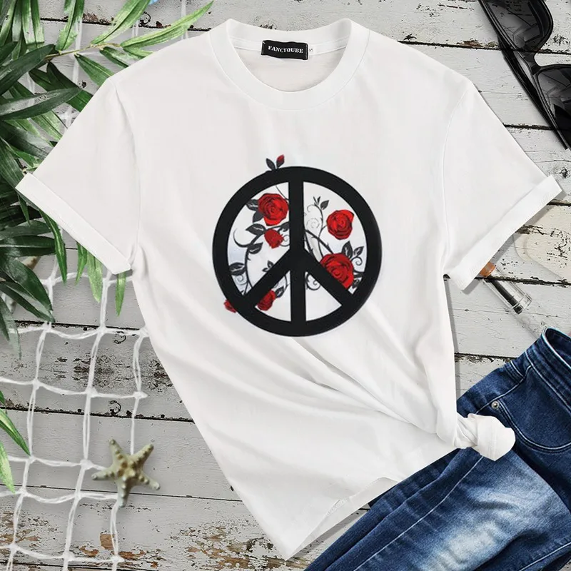 Женская футболка с надписью I'm Most peace love and светильник, женские летние свободные футболки, camiseta mujer S-XL