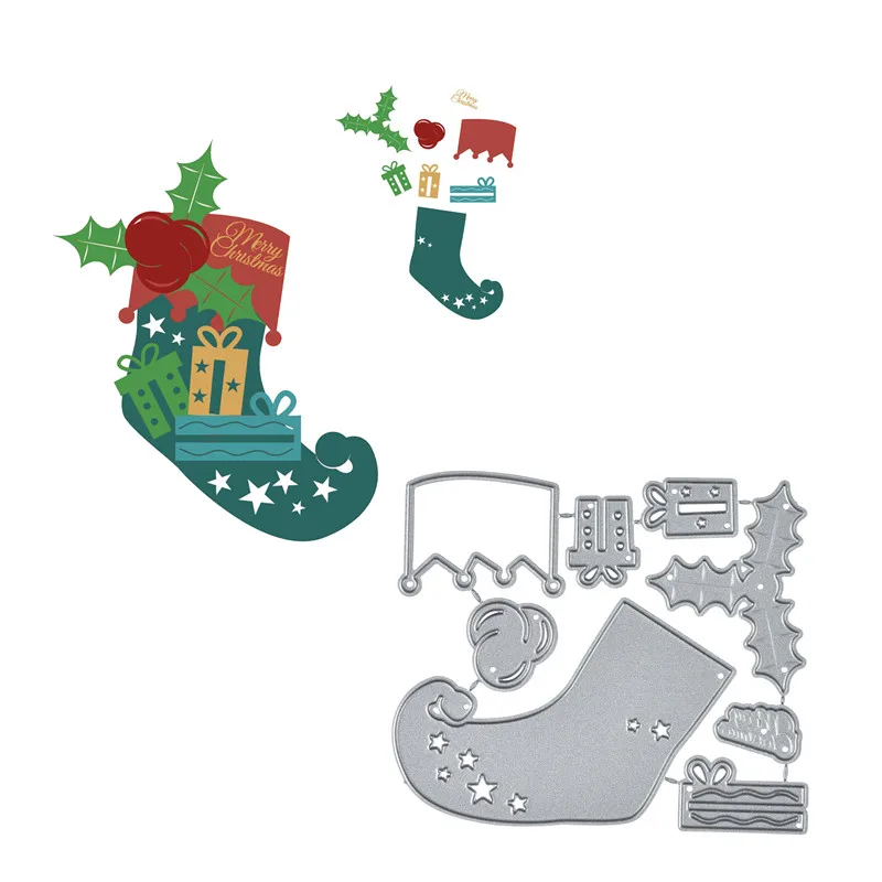 

YaMinSanNiO Christmas Socks Metal Cutting Dies for Craft Dies Scrapbooking Embossing Stencil DIY Die Cut Card Making Decoration