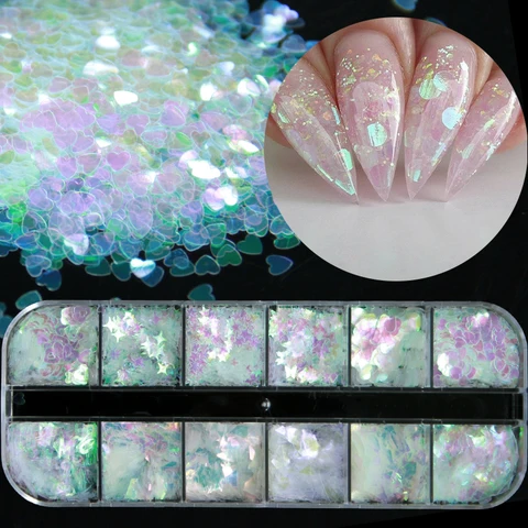 Nail Sequins Aurora AB Mermaid Nails Art Flakes Stunning Paillette Heart Butterfly Star Spring Sticker Decoration Tips