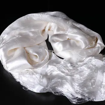 

Tibetan Mongolian Prayer Khata Hada Scarf Real Silk 8 Auspicious Symbols White Scarf