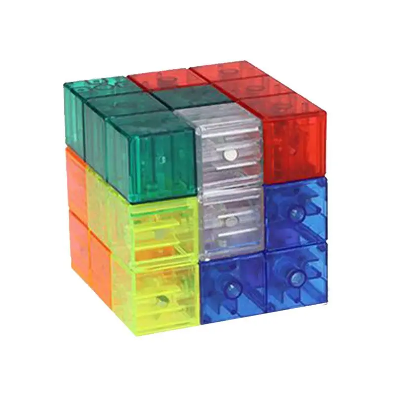 Магнитные стоительные тетрис Головоломка Куб 7 шт./компл. квадратный 3D Логические Магнитный Плитки игрушка для снятия стресса игры для Ki - Цвет: B
