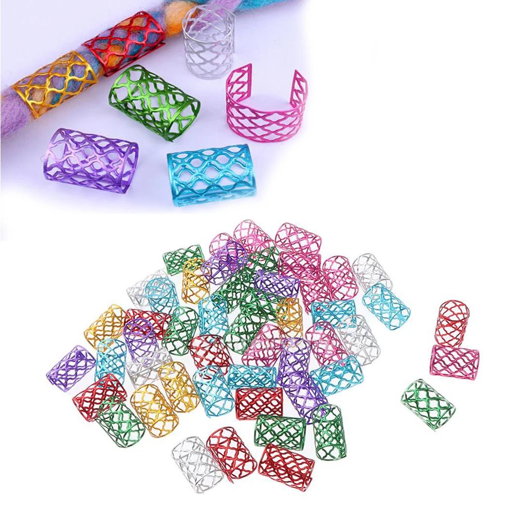 50pcs  Hair s Beads Tubes for Braids,Beard,Hair Extension,Ponytail