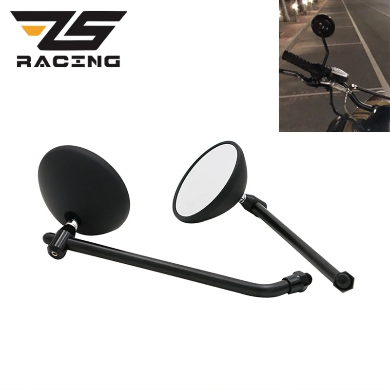 ZS Racing Пара Черное универсальное зеркало для мотоцикла зеркало заднего вида анти-падение складное круглое зеркало для мотоцикла боковое зеркало