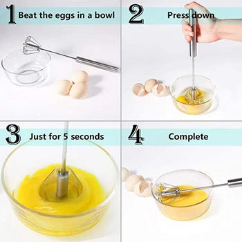 

Stainless Steel Mixer 12 Inch Egg Beater Manual Press Mixer Is Easy to Use Save a Lot of Energy Suitable for Kitchen