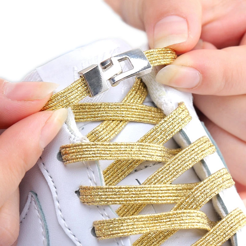 Cordones elásticos para zapatos para niños y adultos, nuevos cordones a la moda con cierre de Cruz de Metal, sin cordones, adecuados para todo tipo de zapatos