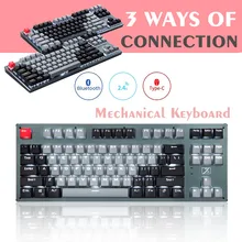 87 teclas teclado mecânico retroiluminado bluetooth sem fio com fio recarregável teclado do jogo ergonômico para computador portátil tablet rf912d