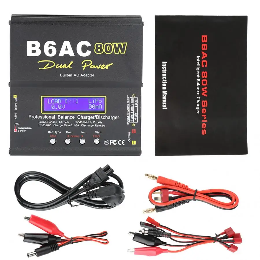 B6AC 80W Digital LCD Balancer Ladegerät Für Li-ion Li-Po NiCd Ni-MH RC Batterie