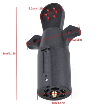 

7-Way Blade Trailer Light Wiring Circuit Tester Round Adapter Pin Plug for Car Trailer (Black)