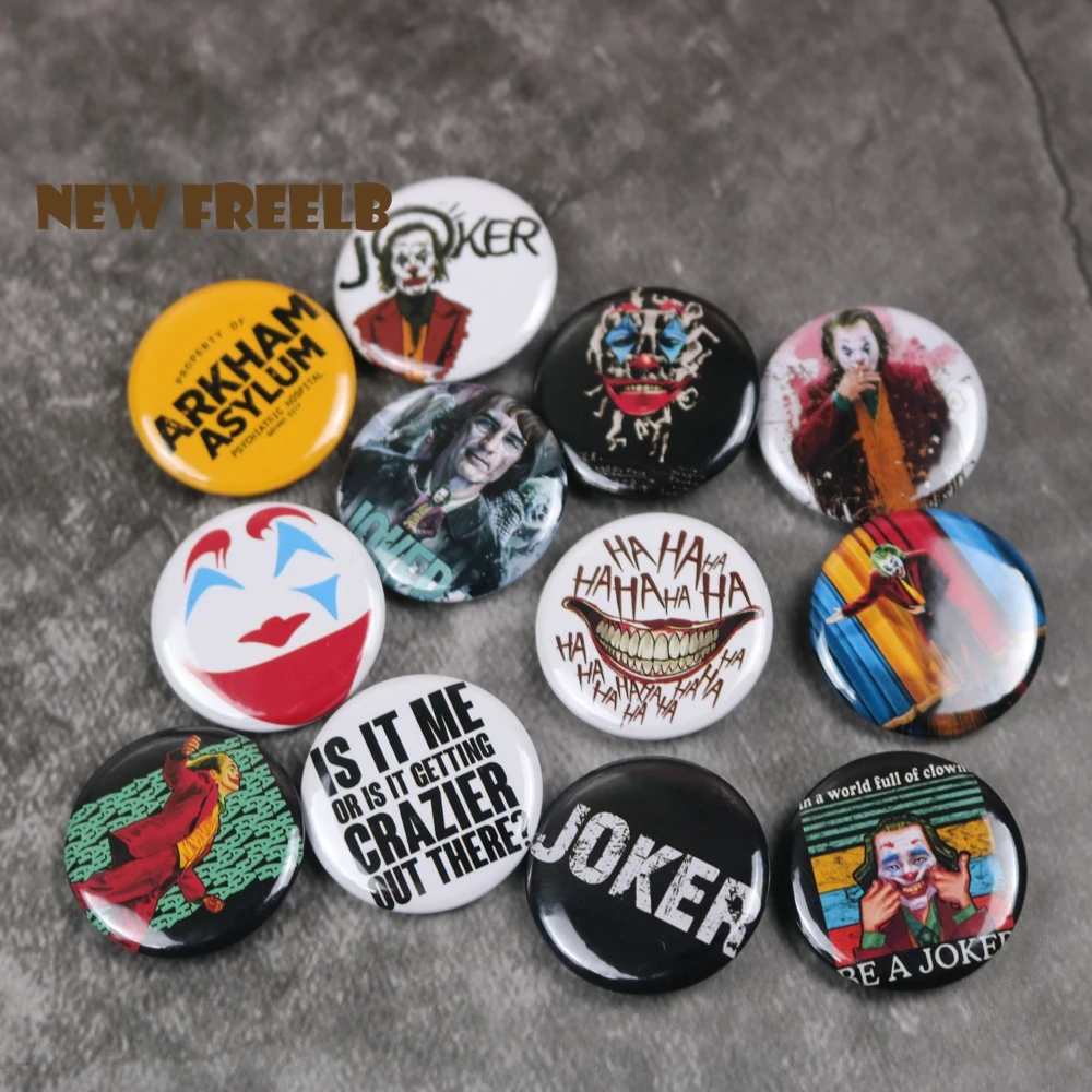 

NEW FREELB 12pcs/set 1Inch DC Comic Movie Superhero Joker Merch Pin Buttons Brooches Badges Pinback Batman Accessoires for fans