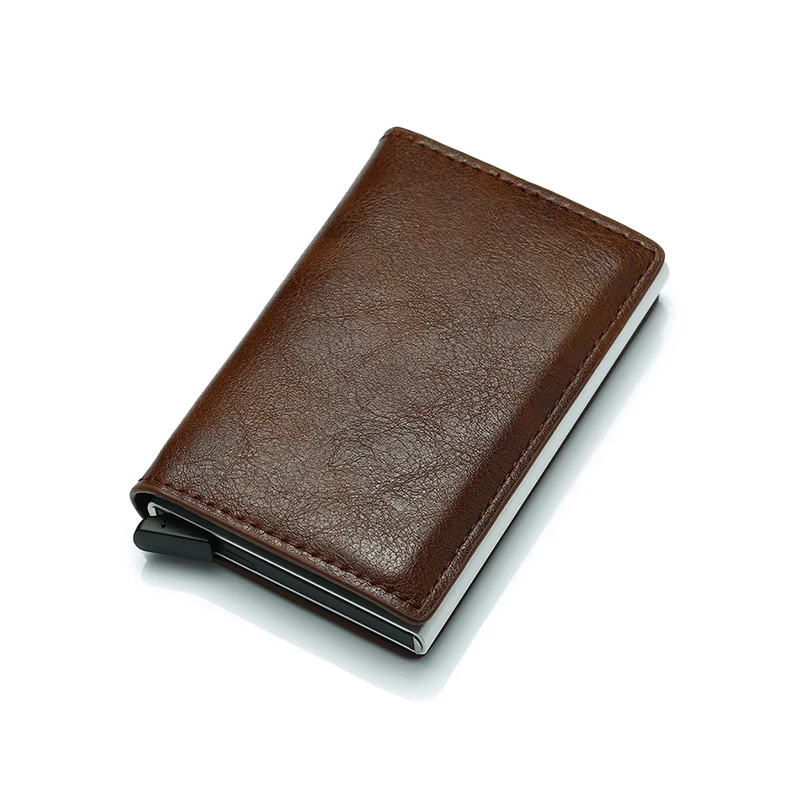 Coffee DIENQI Rfid держатель для карт, мужские кошельки, сумка для денег, Мужской винтажный черный короткий кошелек, маленькие кожаные тонкие кошельки, Мини кошельки, тонкие - Цвет: Coffee