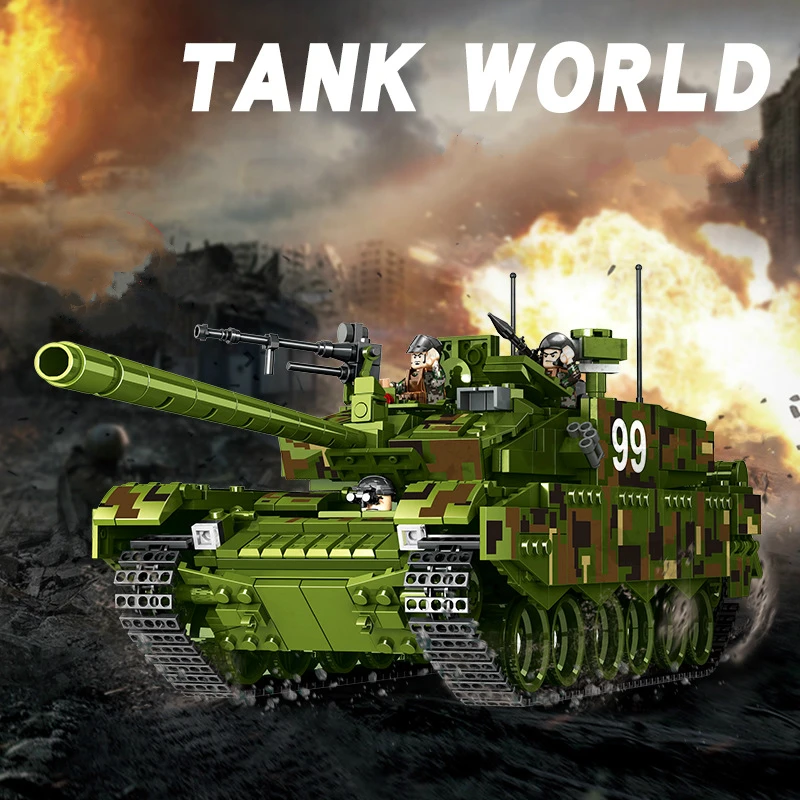 

China Equipped with 99 Type Main Battle Tank Military Series Small Particle Plug Block Early Education Toys for Children