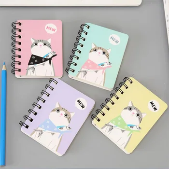 

8 pcs/lot Cartoon Cat Coil Notebook Portable Loose leaf Blank Word Book Card Tearable Notepads Stationery school supplies