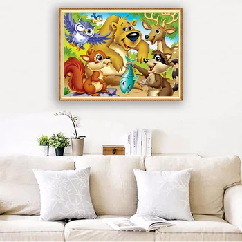 

Bear Fox Deer Owl Bird Forest Full Display Square/Round Scenery Landscape Animal Diamond Embroidery 5D Diamond Painting Diamond
