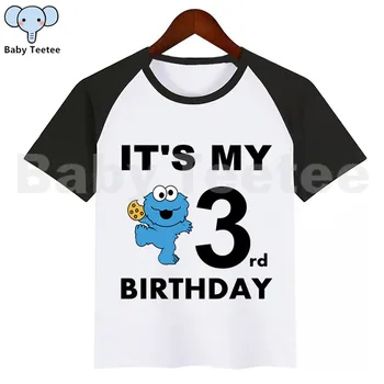 

Boys Girls Sesame Street Cookie Monsters Birthday T-Shirt Kids Birthday Clothes Children Clothing Birthday Party Tee Shirts