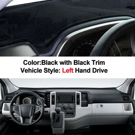 2 слоя приборной панели автомобиля крышка приборной панели коврик ковер накидка для Противотуманные фары для Toyota Hiace Commuter LHD RHD Авто Dashmat солнцезащитный козырек анти-грязный - Название цвета: Черный