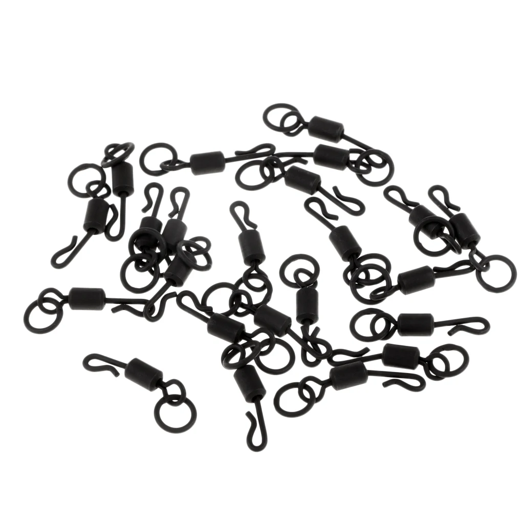25pcs Matt Black Quick Change Swivels for Carp Fishing Tackle Chod Rigs Links