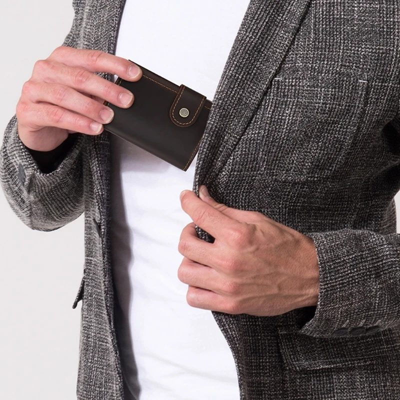 Man Vintage RFID Blocking Money Wallet Automatic Pop-up Credit Card Case Business Purse Cash Coin Pocket for Men wallet card holder leather wallet credit card wallet smart wallet credit card holder card holder card wallet document card wallet wallet card bag